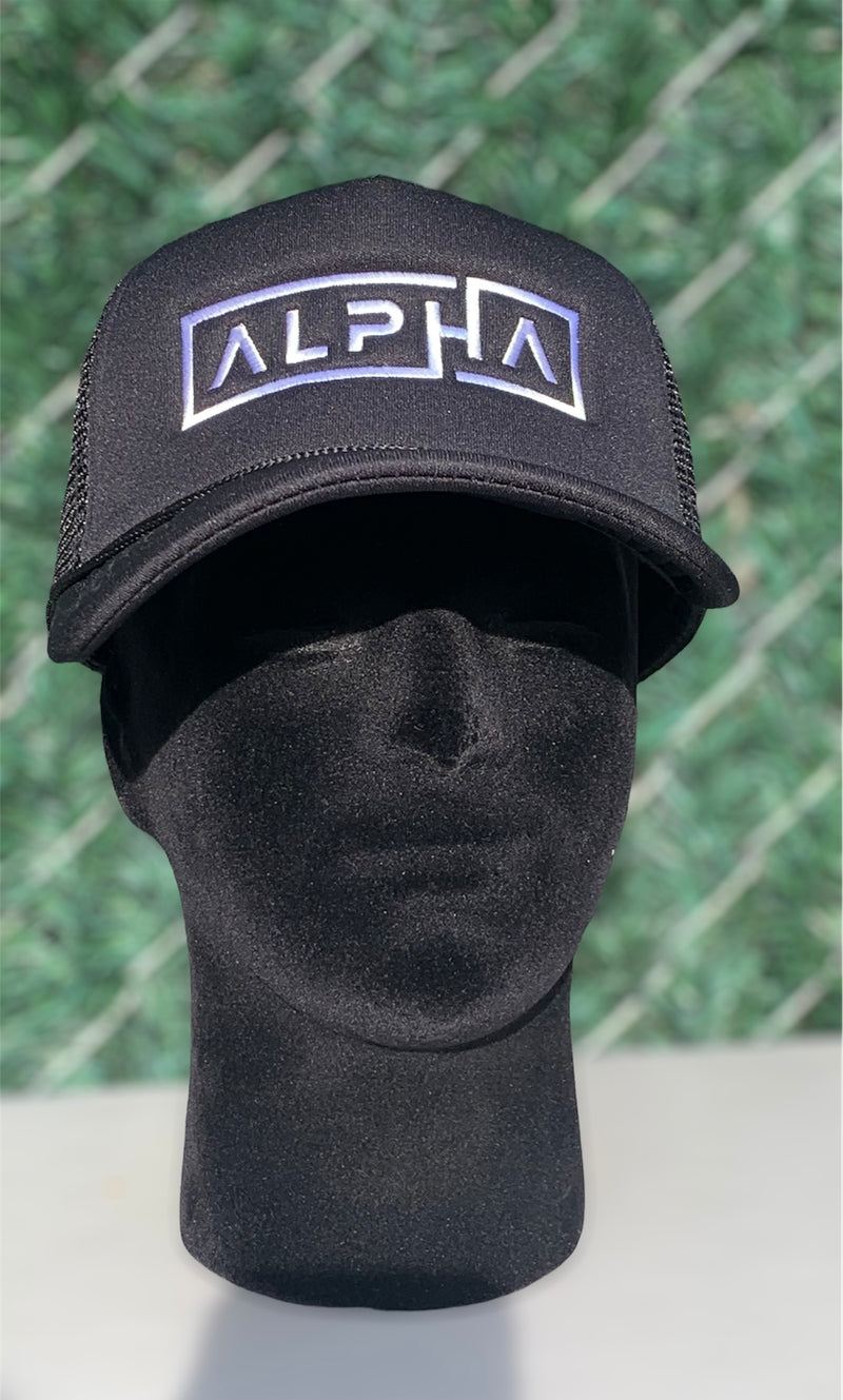 – Alphamenscare Hat Embroidered Trucker Alpha “Black”
